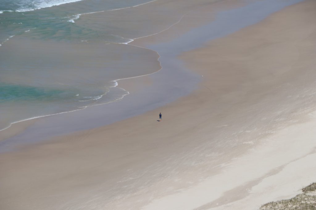 person in white shirt walking on beach during daytime